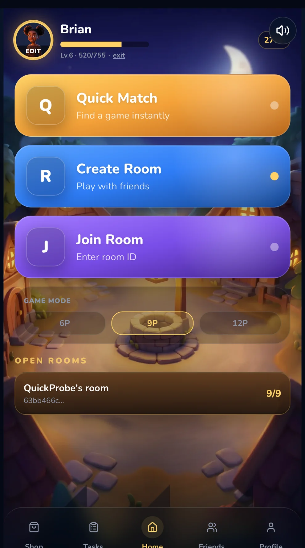 Lobby screen