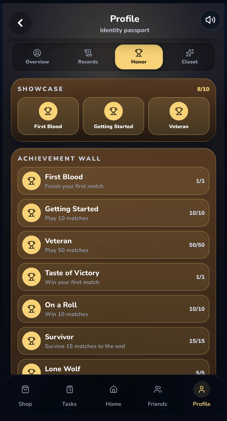 Profile & Achievements — Your Werewolf Identity